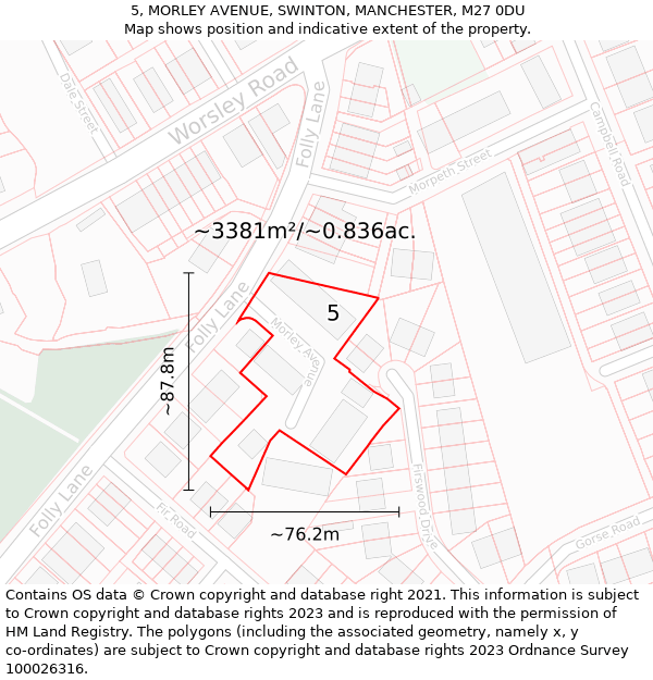 5, MORLEY AVENUE, SWINTON, MANCHESTER, M27 0DU: Plot and title map