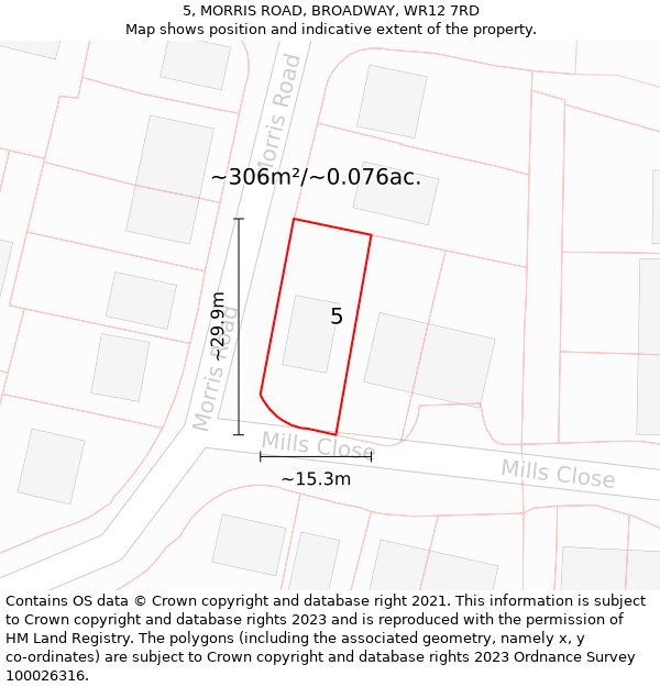 5, MORRIS ROAD, BROADWAY, WR12 7RD: Plot and title map