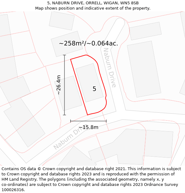 5, NABURN DRIVE, ORRELL, WIGAN, WN5 8SB: Plot and title map