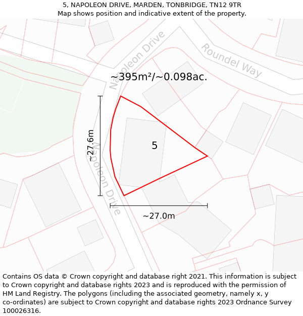 5, NAPOLEON DRIVE, MARDEN, TONBRIDGE, TN12 9TR: Plot and title map