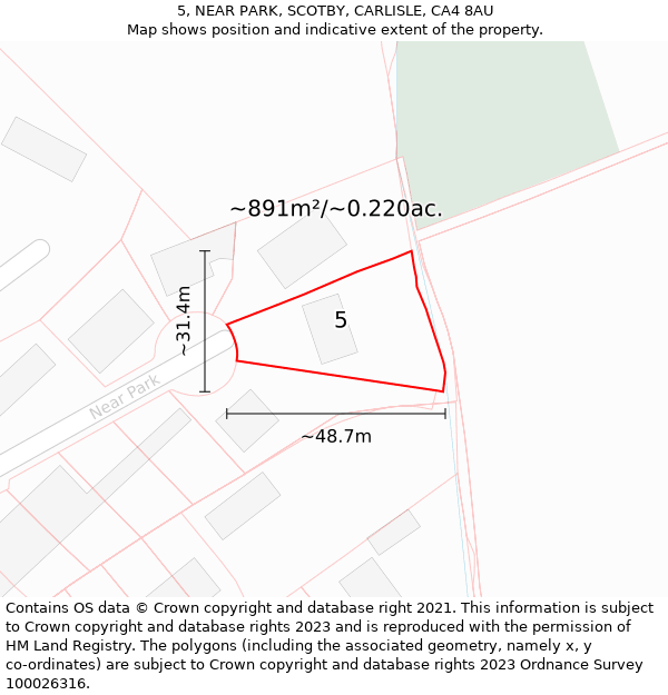 5, NEAR PARK, SCOTBY, CARLISLE, CA4 8AU: Plot and title map