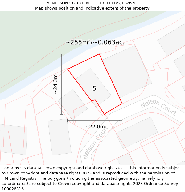 5, NELSON COURT, METHLEY, LEEDS, LS26 9LJ: Plot and title map