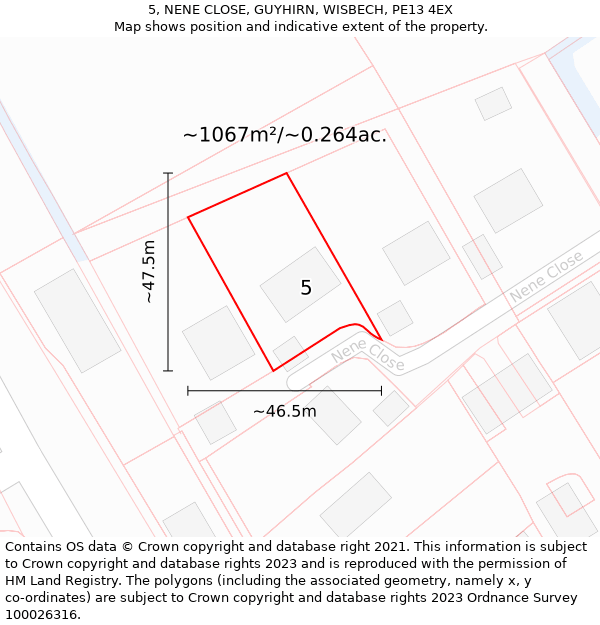 5, NENE CLOSE, GUYHIRN, WISBECH, PE13 4EX: Plot and title map