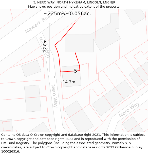 5, NERO WAY, NORTH HYKEHAM, LINCOLN, LN6 8JP: Plot and title map