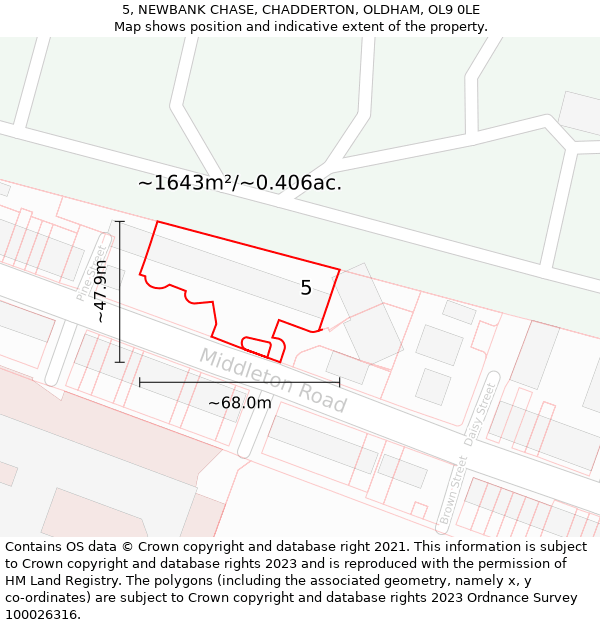 5, NEWBANK CHASE, CHADDERTON, OLDHAM, OL9 0LE: Plot and title map