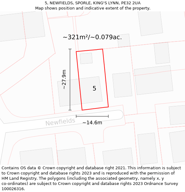 5, NEWFIELDS, SPORLE, KING'S LYNN, PE32 2UA: Plot and title map