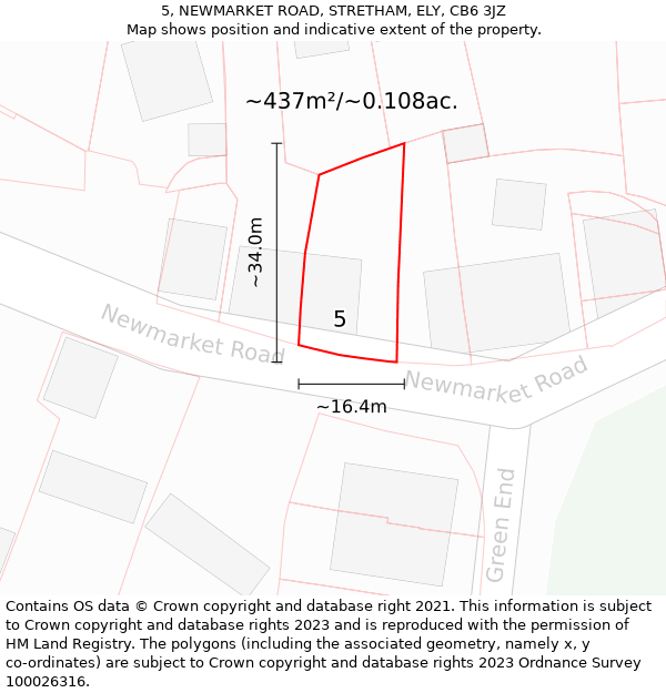 5, NEWMARKET ROAD, STRETHAM, ELY, CB6 3JZ: Plot and title map