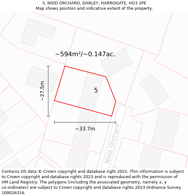 5, NIDD ORCHARD, DARLEY, HARROGATE, HG3 2PE: Plot and title map