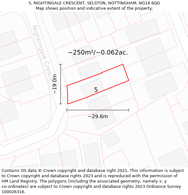 5, NIGHTINGALE CRESCENT, SELSTON, NOTTINGHAM, NG16 6QG: Plot and title map