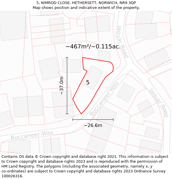 5, NIMROD CLOSE, HETHERSETT, NORWICH, NR9 3QP: Plot and title map