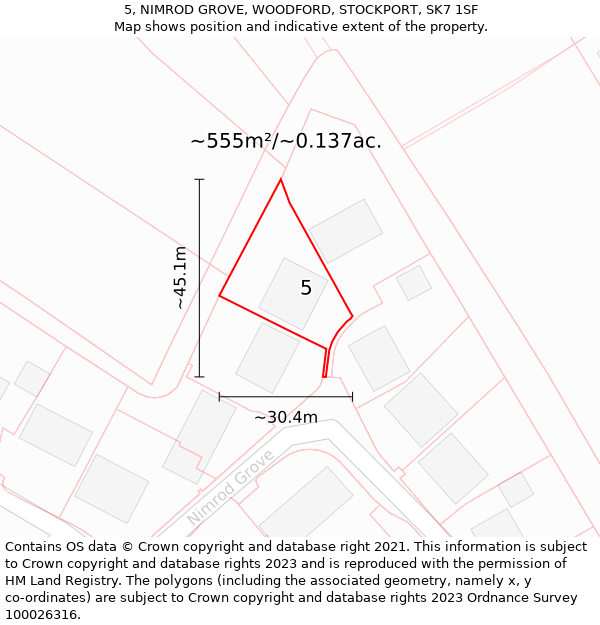 5, NIMROD GROVE, WOODFORD, STOCKPORT, SK7 1SF: Plot and title map