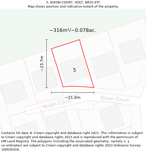 5, NIXON COURT, HOLT, NR25 6TF: Plot and title map