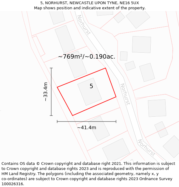 5, NORHURST, NEWCASTLE UPON TYNE, NE16 5UX: Plot and title map