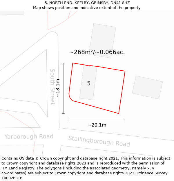 5, NORTH END, KEELBY, GRIMSBY, DN41 8HZ: Plot and title map