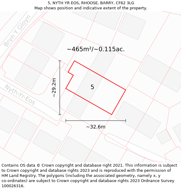 5, NYTH YR EOS, RHOOSE, BARRY, CF62 3LG: Plot and title map