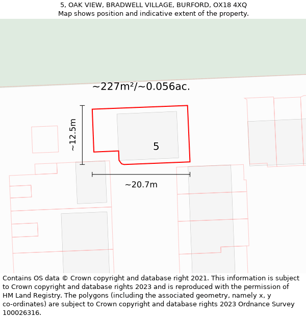 5, OAK VIEW, BRADWELL VILLAGE, BURFORD, OX18 4XQ: Plot and title map