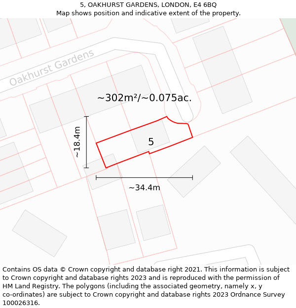 5, OAKHURST GARDENS, LONDON, E4 6BQ: Plot and title map