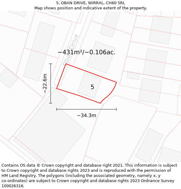 5, OBAN DRIVE, WIRRAL, CH60 5RL: Plot and title map