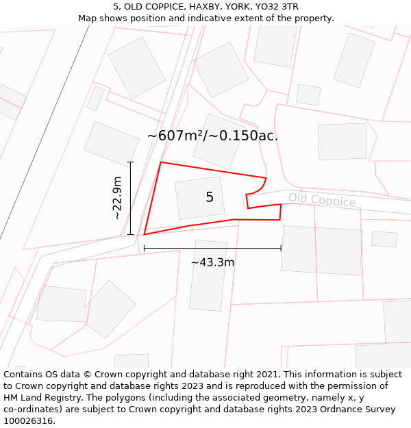 5, OLD COPPICE, HAXBY, YORK, YO32 3TR: Plot and title map