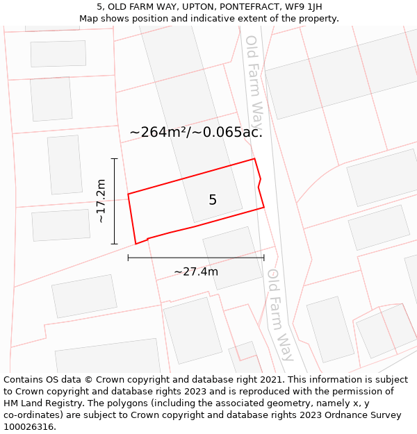 5, OLD FARM WAY, UPTON, PONTEFRACT, WF9 1JH: Plot and title map