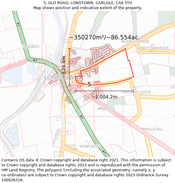 5, OLD ROAD, LONGTOWN, CARLISLE, CA6 5TH: Plot and title map