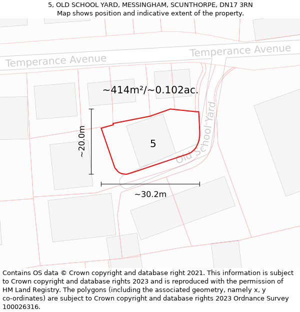 5, OLD SCHOOL YARD, MESSINGHAM, SCUNTHORPE, DN17 3RN: Plot and title map