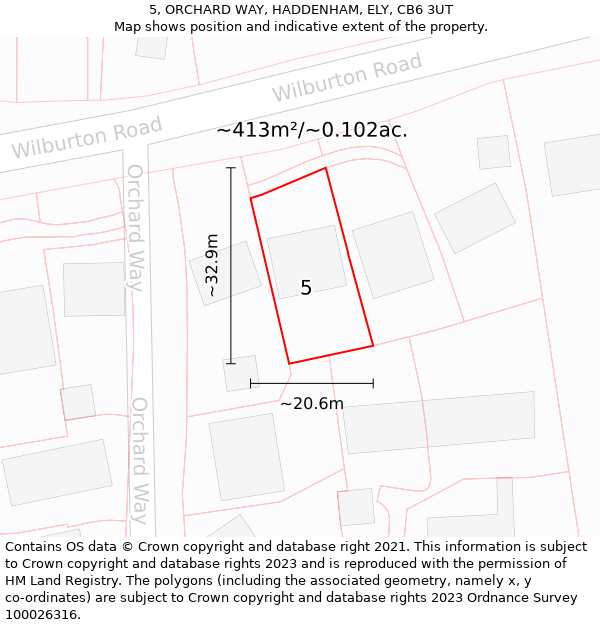 5, ORCHARD WAY, HADDENHAM, ELY, CB6 3UT: Plot and title map