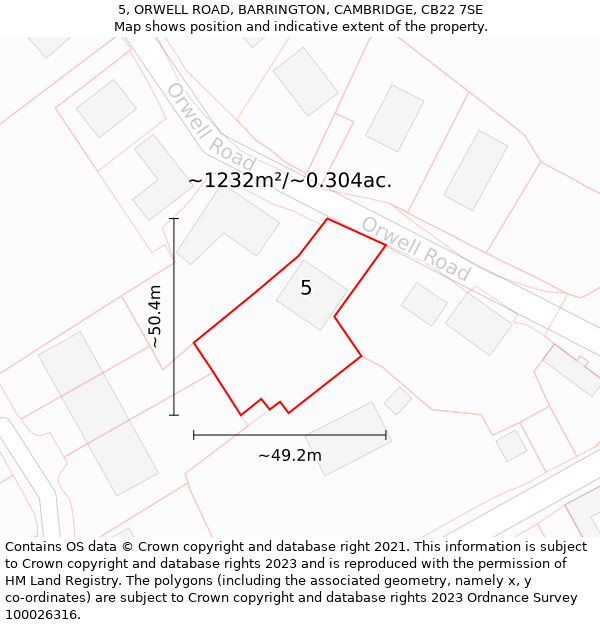 5, ORWELL ROAD, BARRINGTON, CAMBRIDGE, CB22 7SE: Plot and title map