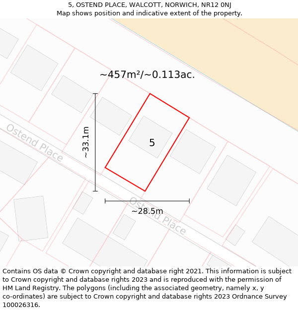 5, OSTEND PLACE, WALCOTT, NORWICH, NR12 0NJ: Plot and title map