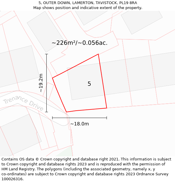 5, OUTER DOWN, LAMERTON, TAVISTOCK, PL19 8RA: Plot and title map