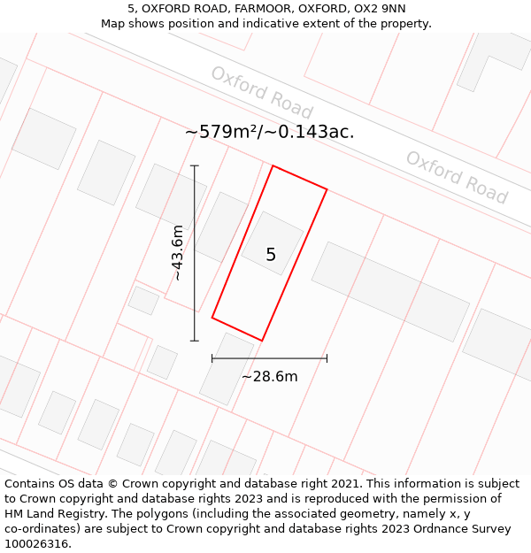 5, OXFORD ROAD, FARMOOR, OXFORD, OX2 9NN: Plot and title map