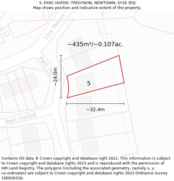 5, PARC HAFOD, TREGYNON, NEWTOWN, SY16 3EQ: Plot and title map
