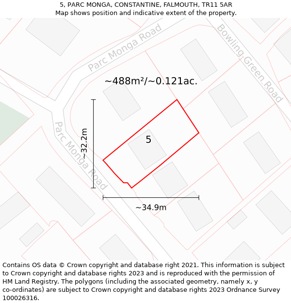 5, PARC MONGA, CONSTANTINE, FALMOUTH, TR11 5AR: Plot and title map