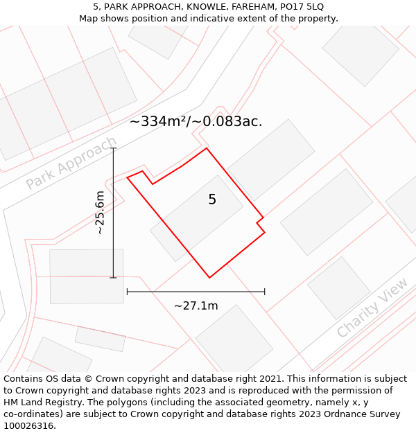 5, PARK APPROACH, KNOWLE, FAREHAM, PO17 5LQ: Plot and title map