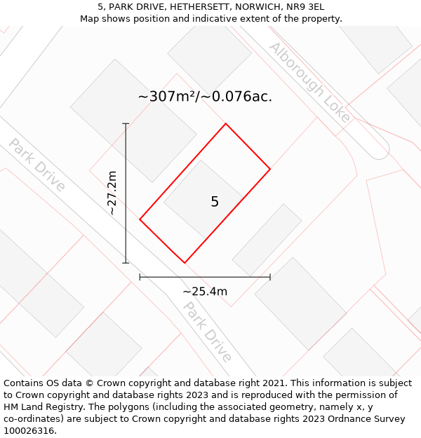 5, PARK DRIVE, HETHERSETT, NORWICH, NR9 3EL: Plot and title map