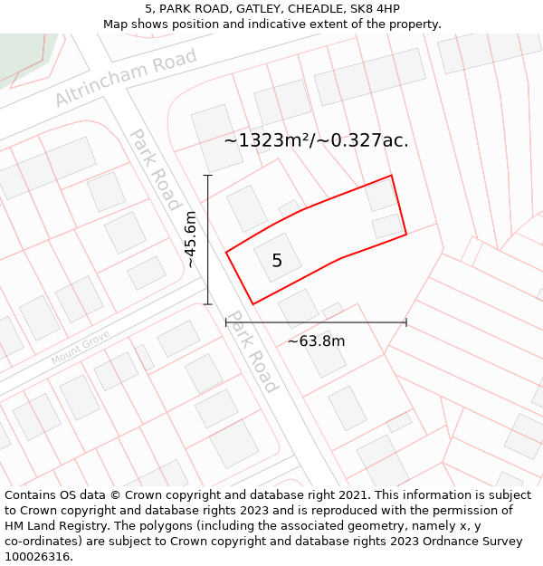 5, PARK ROAD, GATLEY, CHEADLE, SK8 4HP: Plot and title map
