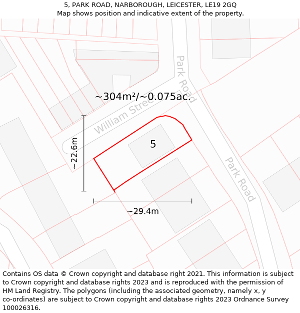 5, PARK ROAD, NARBOROUGH, LEICESTER, LE19 2GQ: Plot and title map