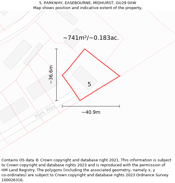 5, PARKWAY, EASEBOURNE, MIDHURST, GU29 0AW: Plot and title map