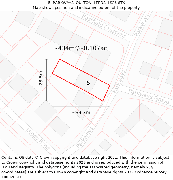 5, PARKWAYS, OULTON, LEEDS, LS26 8TX: Plot and title map