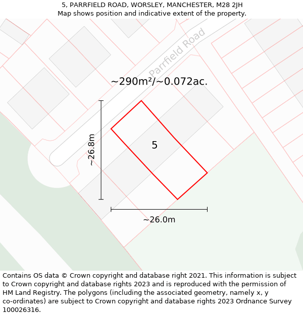 5, PARRFIELD ROAD, WORSLEY, MANCHESTER, M28 2JH: Plot and title map