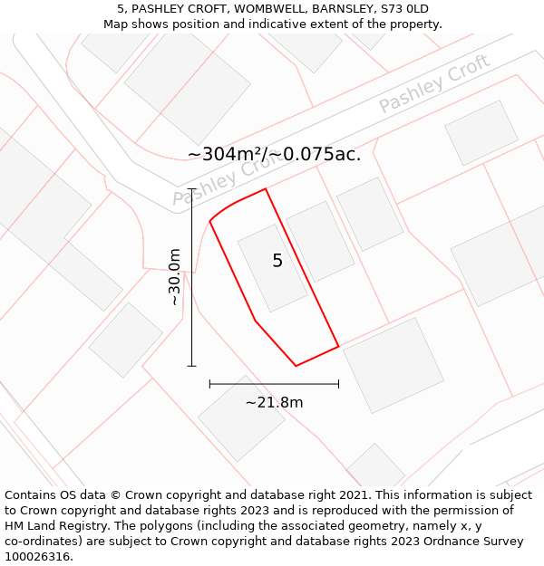 5, PASHLEY CROFT, WOMBWELL, BARNSLEY, S73 0LD: Plot and title map