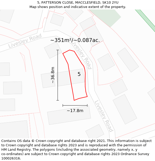 5, PATTERSON CLOSE, MACCLESFIELD, SK10 2YU: Plot and title map