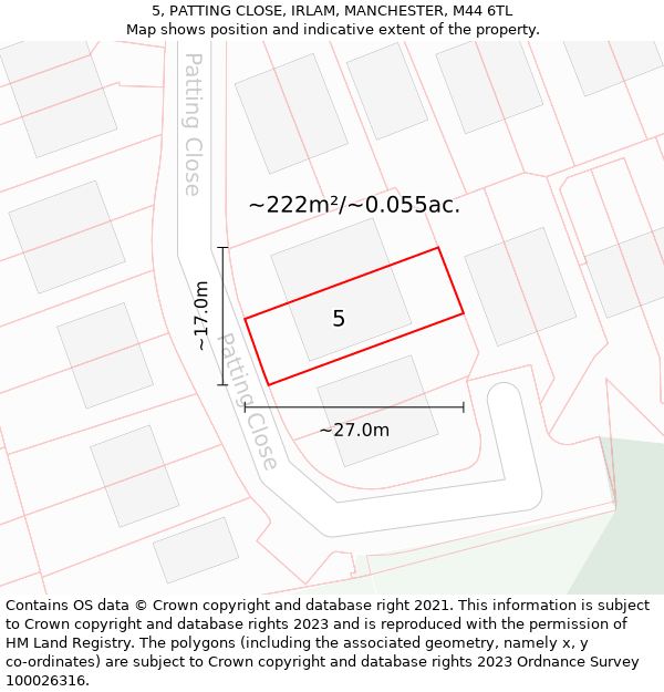 5, PATTING CLOSE, IRLAM, MANCHESTER, M44 6TL: Plot and title map