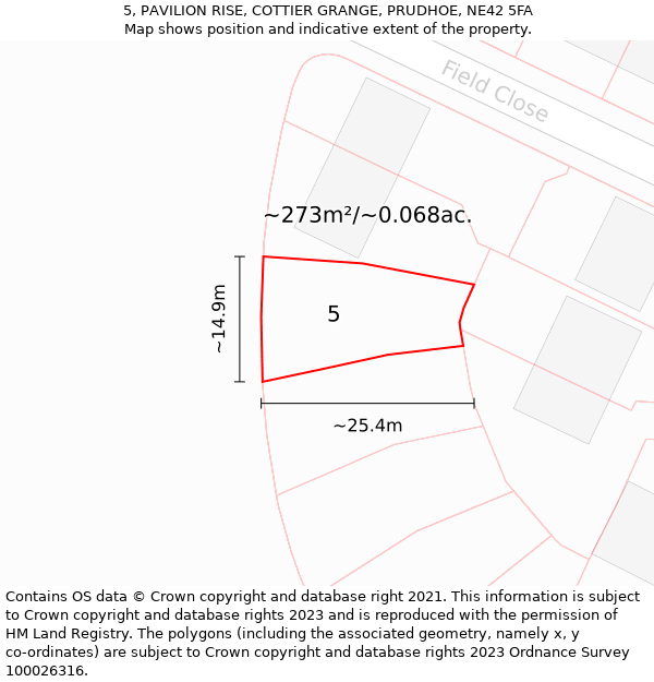 5, PAVILION RISE, COTTIER GRANGE, PRUDHOE, NE42 5FA: Plot and title map