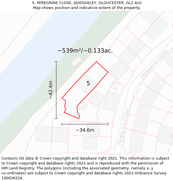 5, PEREGRINE CLOSE, QUEDGELEY, GLOUCESTER, GL2 4LG: Plot and title map