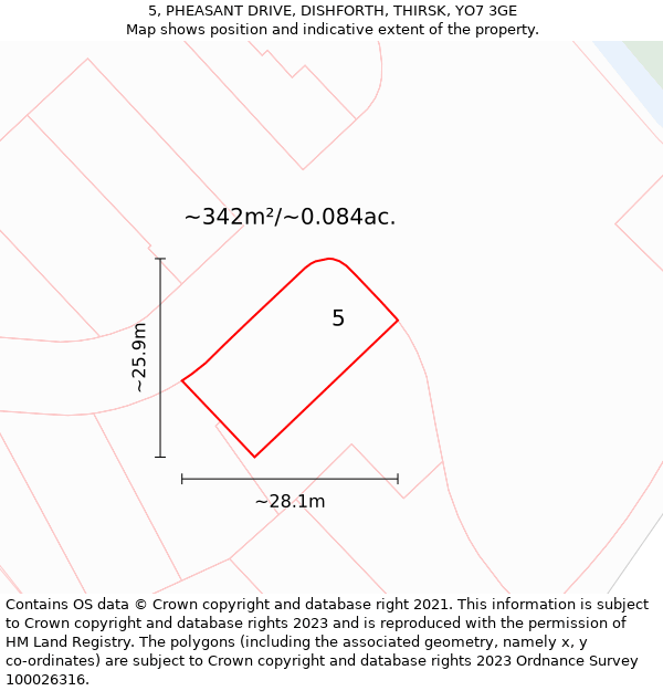 5, PHEASANT DRIVE, DISHFORTH, THIRSK, YO7 3GE: Plot and title map