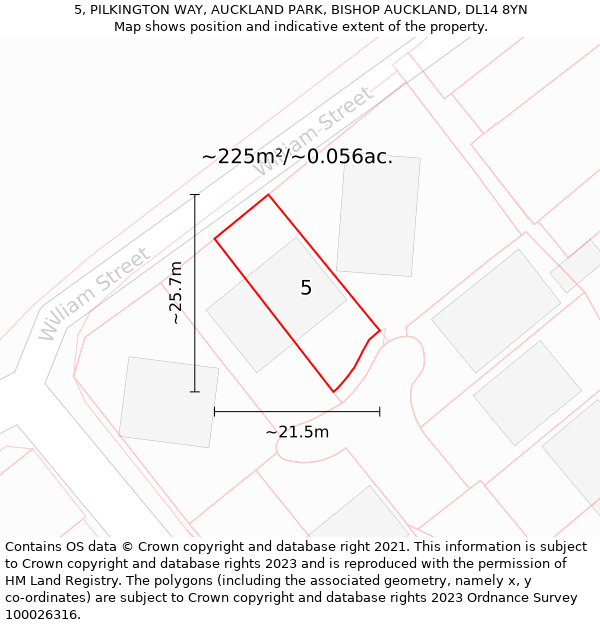 5, PILKINGTON WAY, AUCKLAND PARK, BISHOP AUCKLAND, DL14 8YN: Plot and title map