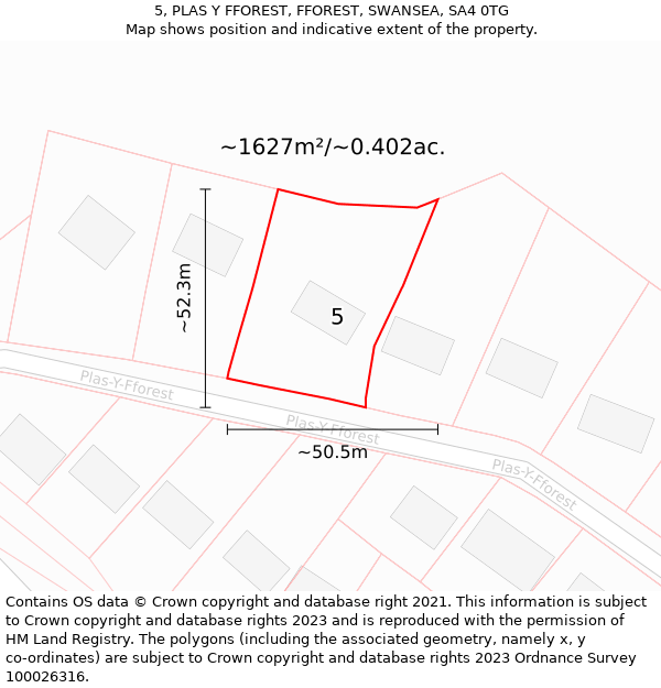 5, PLAS Y FFOREST, FFOREST, SWANSEA, SA4 0TG: Plot and title map