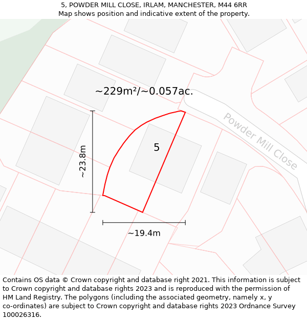 5, POWDER MILL CLOSE, IRLAM, MANCHESTER, M44 6RR: Plot and title map