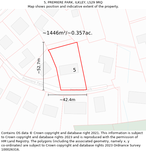 5, PREMIERE PARK, ILKLEY, LS29 9RQ: Plot and title map